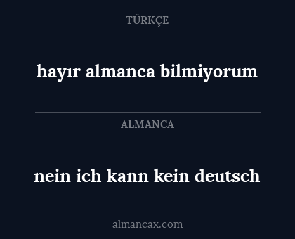 hayır almanca bilmiyorum - nein ich kann kein deutsch