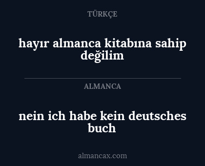 hayır almanca kitabına sahip değilim - nein ich habe kein deutsches buch