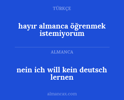 hayır almanca öğrenmek istemiyorum - nein ich will kein deutsch lernen