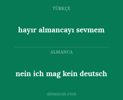 nein ich mag kein deutsch - hayır almancayı sevmem