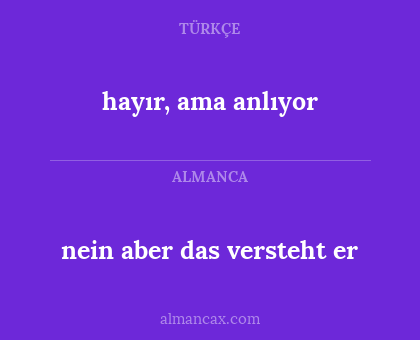 hayır, ama anlıyor - nein aber das versteht er