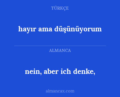 nein, aber ich denke, - hayır ama düşünüyorum