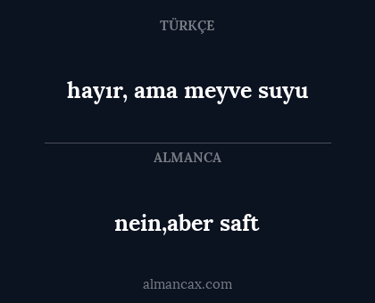 nein,aber saft - hayır, ama meyve suyu