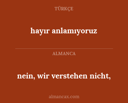hayır anlamıyoruz - nein, wir verstehen nicht,