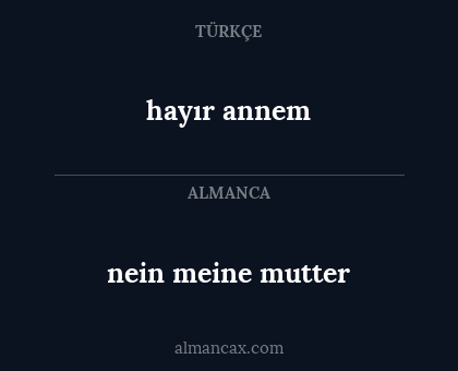 nein meine mutter - hayır annem