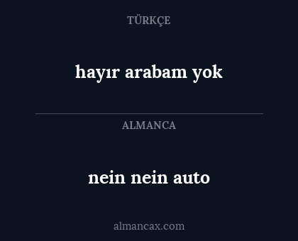 nein nein auto - hayır arabam yok