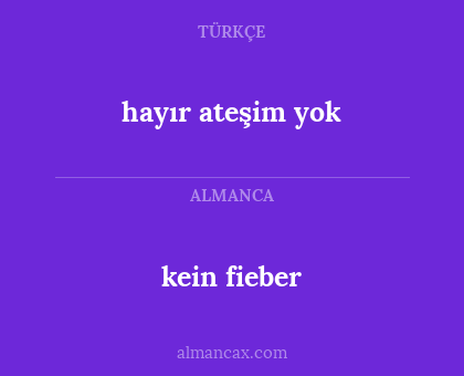 kein fieber - hayır ateşim yok