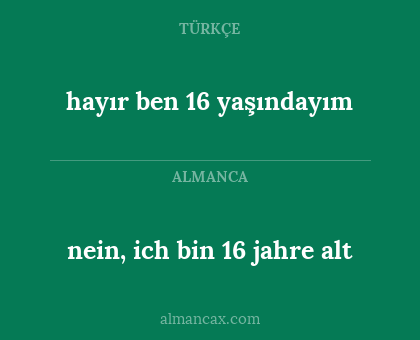 hayır ben 16 yaşındayım - nein, ich bin 16 jahre alt