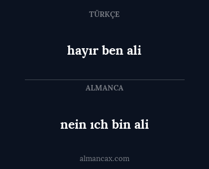 nein ıch bin ali - hayır ben ali