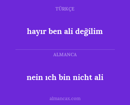 nein ıch bin nicht ali - hayır ben ali değilim