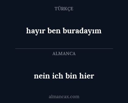 hayır ben buradayım - nein ich bin hier