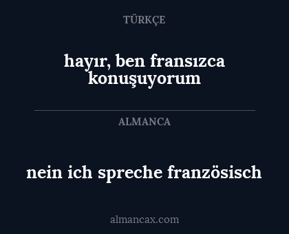 nein ich spreche französisch - hayır, ben fransızca konuşuyorum