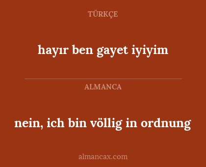 hayır ben gayet iyiyim - nein, ich bin völlig in ordnung