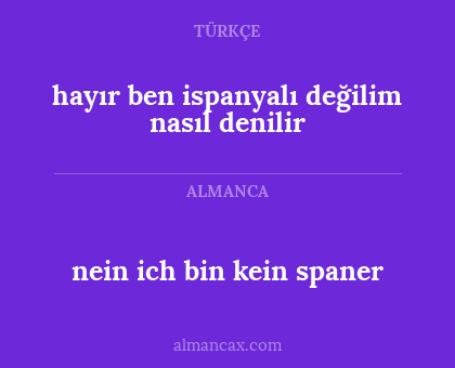 hayır ben ispanyalı değilim nasıl denilir - nein ich bin kein spaner
