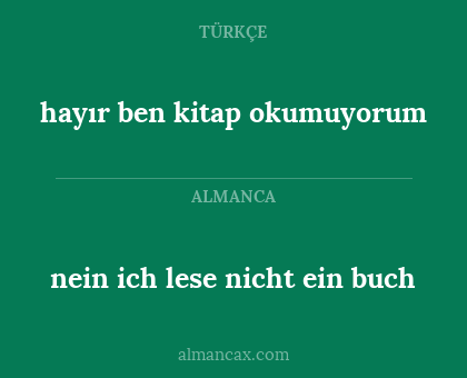 hayır ben kitap okumuyorum - nein ich lese nicht ein buch