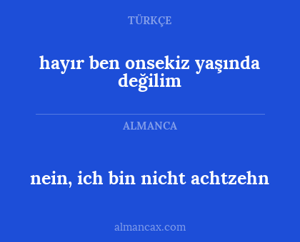 hayır ben onsekiz yaşında değilim - nein, ich bin nicht achtzehn