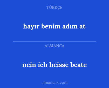 hayır benim adım at - nein ich heisse beate