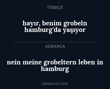 nein meine grobeltern leben
 in hamburg - hayır, benim grobeln hamburg'da yaşıyor