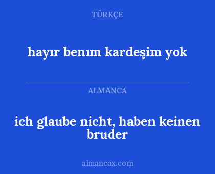 ich glaube nicht, haben keinen bruder - hayır benım kardeşim yok