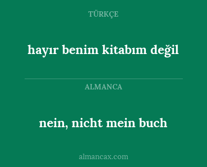 hayır benim kitabım değil - nein, nicht mein buch