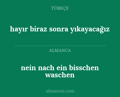 hayır biraz sonra yıkayacağız - nein nach ein bisschen waschen