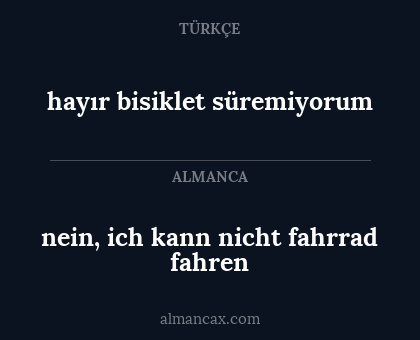 hayır bisiklet süremiyorum - nein, ich kann nicht fahrrad fahren
