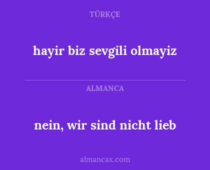 nein, wir sind nicht lieb - hayir biz sevgili olmayiz