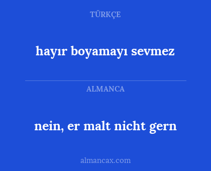nein, er malt nicht gern - hayır boyamayı sevmez