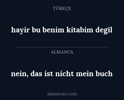 hayir bu benim kitabim degil - nein, das ist nicht mein buch