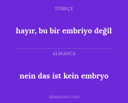 hayır, bu bir embriyo değil - nein das ist kein embryo