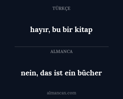 nein, das ist ein bücher - hayır, bu bir kitap