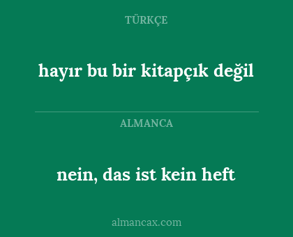 nein, das ist kein heft - hayır bu bir kitapçık değil
