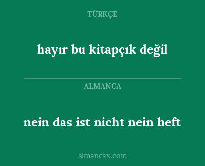 nein das ist nicht nein heft - hayır bu kitapçık değil