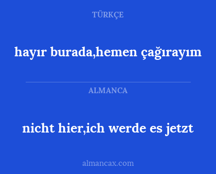 hayır burada,hemen çağırayım - nicht hier,ich werde es jetzt