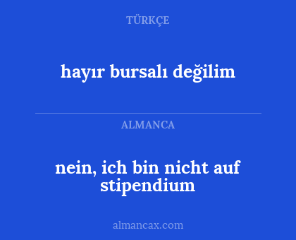 hayır bursalı değilim - nein, ich bin nicht auf stipendium