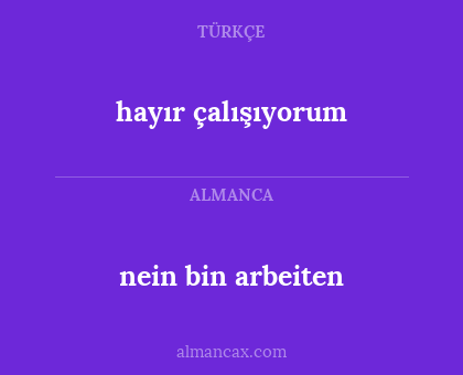 hayır çalışıyorum - nein bin arbeiten