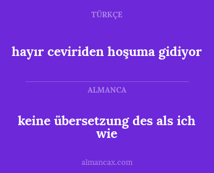 hayır ceviriden hoşuma gidiyor - keine übersetzung des als ich wie
