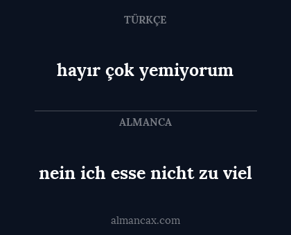 hayır çok yemiyorum - nein ich esse nicht zu viel