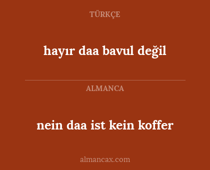 nein daa ist kein koffer - hayır daa bavul değil