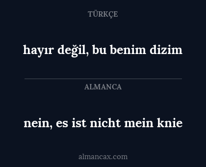nein, es ist nicht mein knie - hayır değil, bu benim dizim