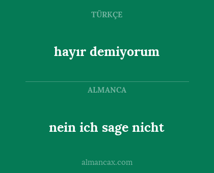 hayır demiyorum - nein ich sage nicht