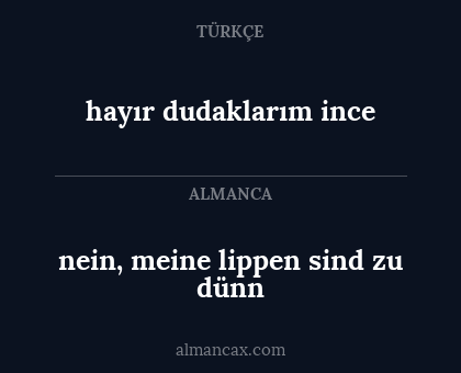 nein, meine lippen sind zu dünn - hayır dudaklarım ince