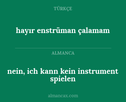 hayır enstrüman çalamam - nein, ich kann kein instrument spielen