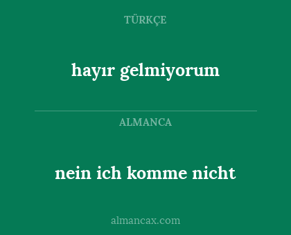nein ich komme nicht - hayır gelmiyorum
