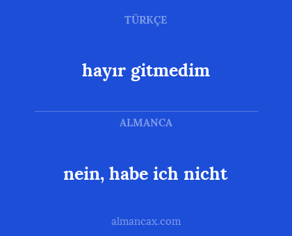 nein, habe ich nicht - hayır gitmedim