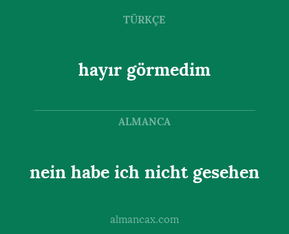 hayır görmedim - nein habe ich nicht gesehen