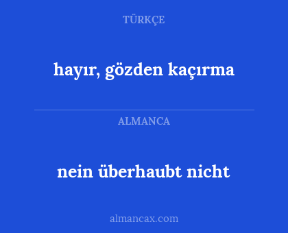nein überhaubt nicht - hayır, gözden kaçırma