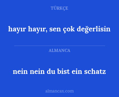 hayır hayır, sen çok değerlisin - nein nein du bist ein schatz