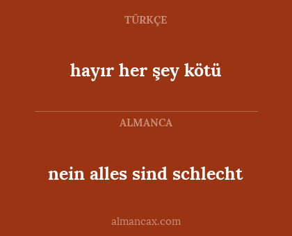 nein alles sind schlecht - hayır her şey kötü