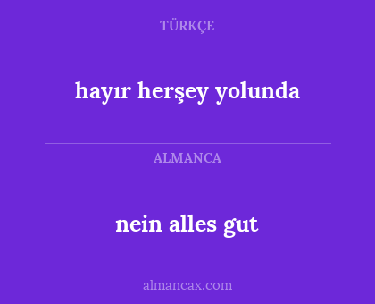 hayır herşey yolunda - nein alles gut